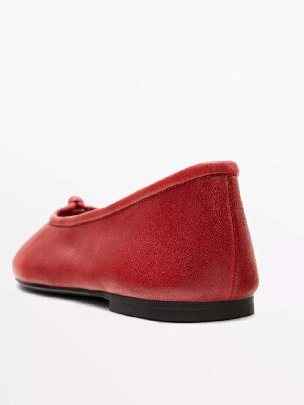 Massimo Dutti NWT red leather ballet flats with knot 1561/750, size 40/US9 - Picture 6 of 10
